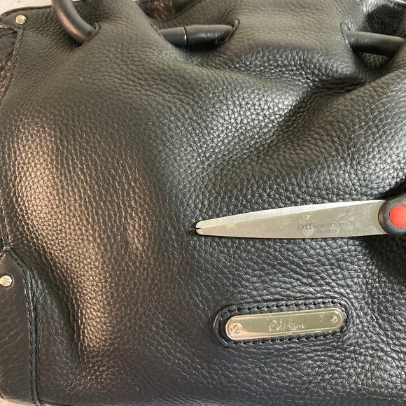 Cole Haan Leather Shoulder Bag, SALE! Pebbled Black Large Many Features, EUC - Picture 10 of 10